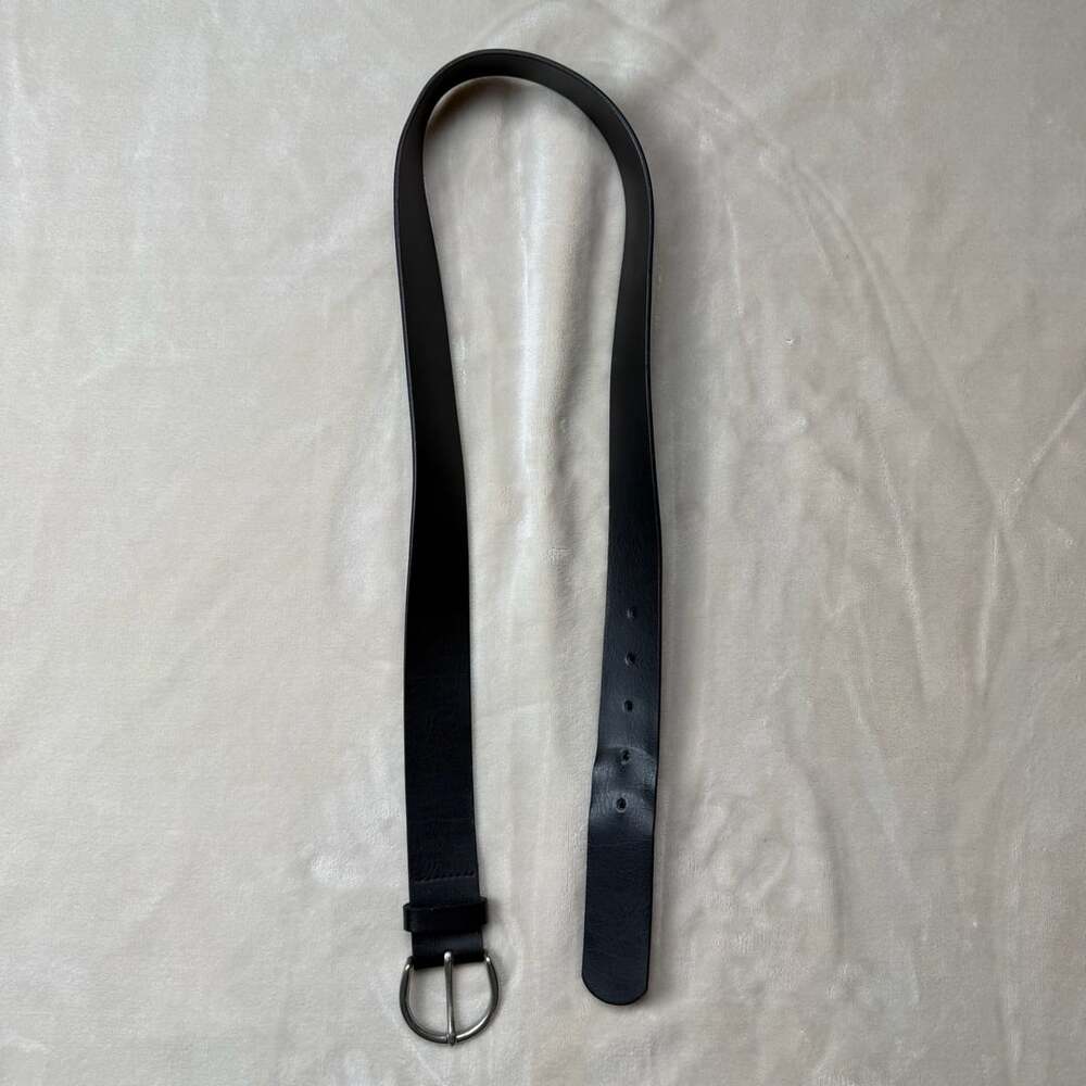 ASOS DESIGN Leather Belt with Silver Buckle Black Size S